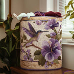 Kolibri ja violetti hibiskus -pyykkikori